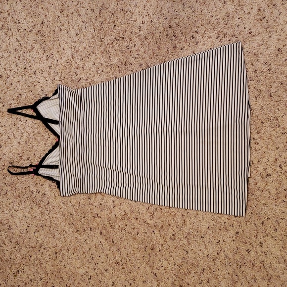 Black and White Striped Spaghetti Strap Slip with Pink Bows - Picture 4 of 4